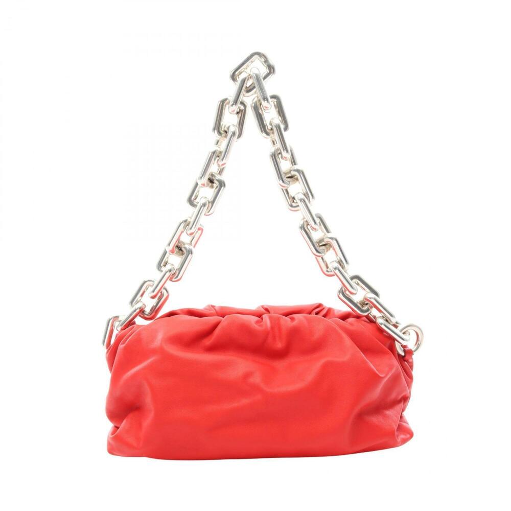 Bottega Veneta The Chain Handbag Pouch Shoulder Bag Leather Women's Red